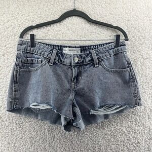 Hollister Ultra Low-Rise Mini Shorts Women's Size 8 Distressed Light Wash Denim